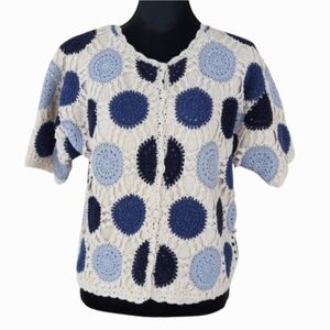 Crochet Lace Medallions Festival Cardigan Sweater (M) VTG 90s Y2K FUNSPORT